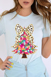 Explore More Collection - Faux Glitter Colorful Christmas Tree Graphic Tee