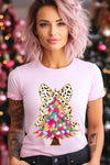 Explore More Collection - Faux Glitter Colorful Christmas Tree Graphic Tee