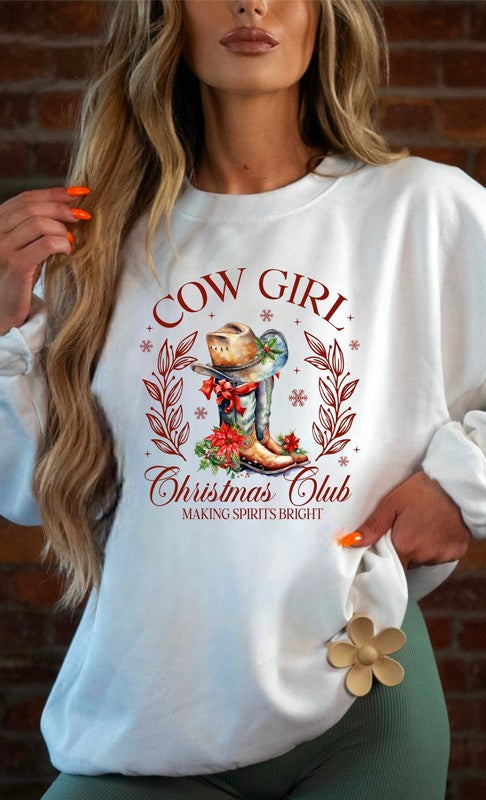 Explore More Collection - Cowgirl Christmas Club Cozy Crewneck Sweatshirt