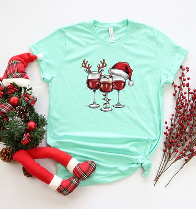 Explore More Collection - Christmas Wine Glass Graphic Tee