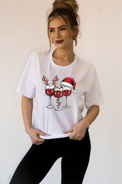 Explore More Collection - Christmas Wine Glass Graphic Tee