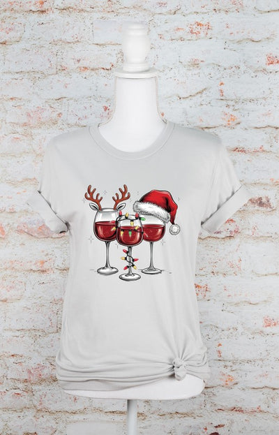 Explore More Collection - Christmas Wine Glass Graphic Tee