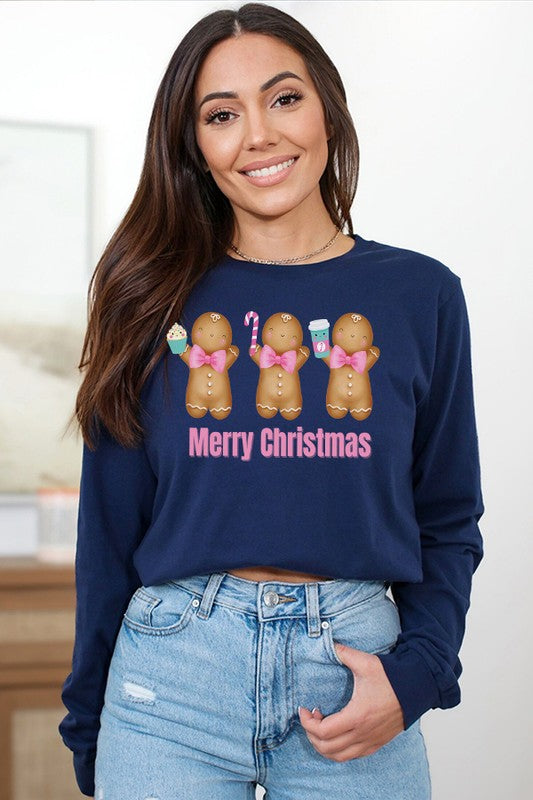 Explore More Collection - Merry Christmas Gingerbread Long Sleeve Top