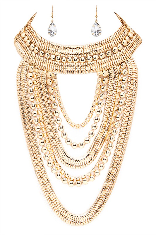 Explore More Collection - Mix Chain Statement Necklace Set