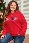 Explore More Collection - Plus Size MERRY Round Neck Long Sleeve Sweater