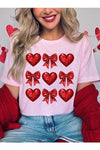 Explore More Collection - Faux Glitter Valentine Hearts & Bows Graphic Tee