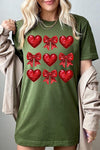 Explore More Collection - Faux Glitter Valentine Hearts & Bows Graphic Tee