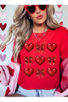 Explore More Collection - Faux Glitter Valentine Hearts & Bows Graphic Tee