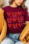 Explore More Collection - Faux Glitter Valentine Hearts & Bows Graphic Tee