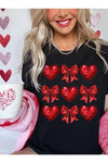 Explore More Collection - Faux Glitter Valentine Hearts & Bows Graphic Tee