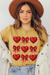 Explore More Collection - Faux Glitter Valentine Hearts & Bows Graphic Tee