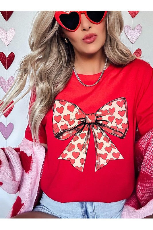 Explore More Collection - Heart Coquette Bow Valentine's Graphic Tee