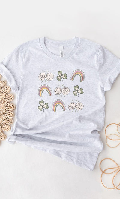 Explore More Collection - Lucky Dice Clover and Rainbow Graphic Tee