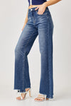 Explore More Collection - Risen Full Size High Rise Frayed Hem Wide Leg Jeans