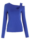 Explore More Collection - Cutout Asymmetrical Neck Long Sleeve T-Shirt