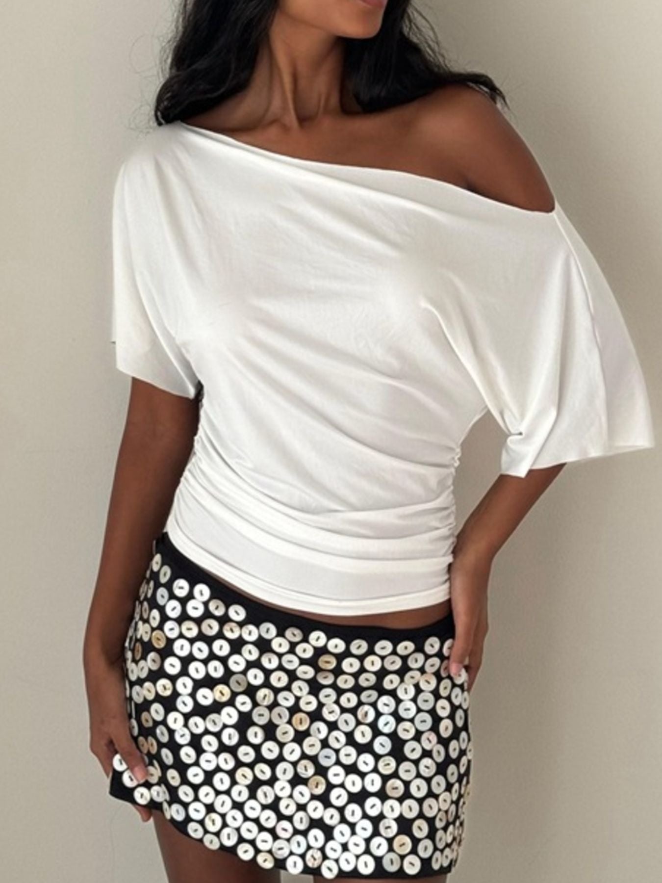 One Shoulder Short Sleeve T-Shirt