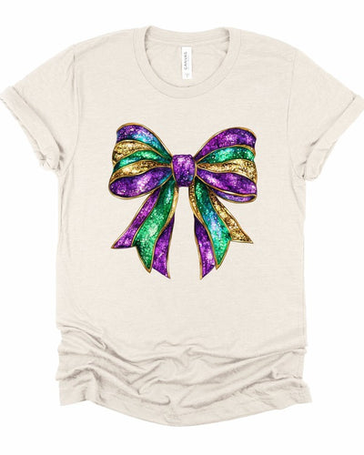 Explore More Collection - Mardi Gras Bow Graphic Short Sleeve Tee