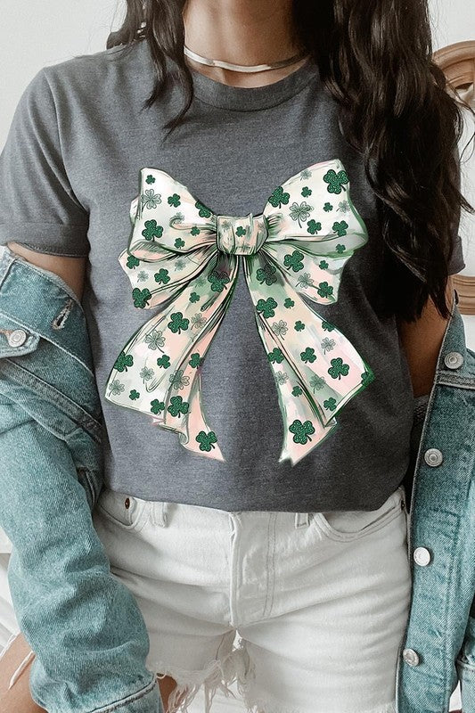 Explore MOre Collection - St Patrick's Day Coquette Bow Graphic Tee