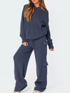 Explore More Collection - Long Sleeve Hooded Top and Pants Sweater Set