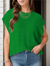 Explore More Collection - Round Neck Cap Sleeve Knit Top