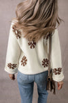 Explore More Collection - Flower Round Neck Long Sleeve Sweater