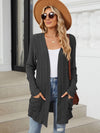 Explore More Collection - Pocketed Open Front Long Sleeve Cardigan