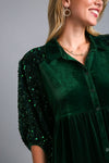 Explore More Collection - Umgee Sequin Detail Tiered Back Half Sleeve Shirt