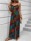 Explore More Collection - Printed Scoop Neck Spaghetti Strap Jumpsuit