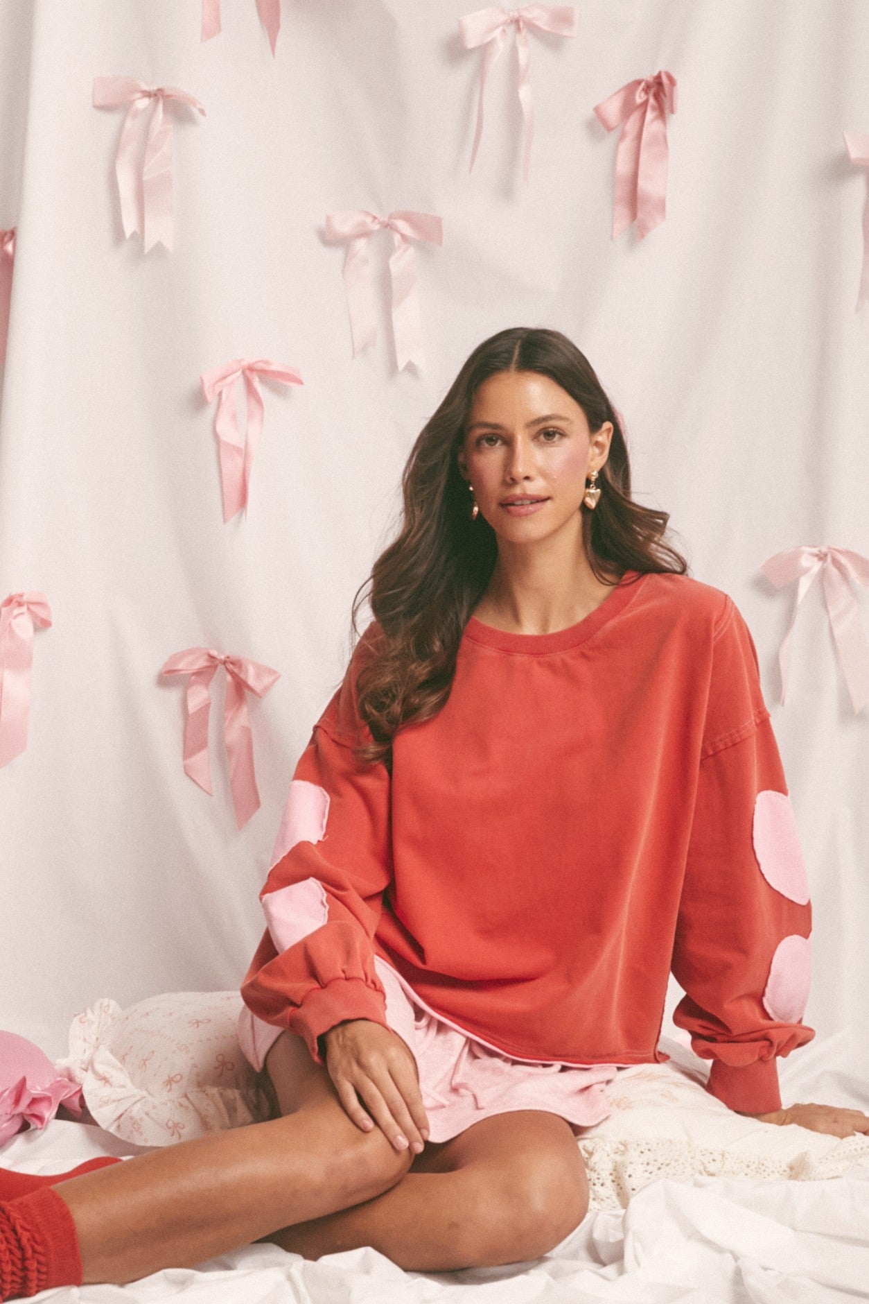 Ashlee - A Valentine Heart Patch Mineral Washed Sweatshirt