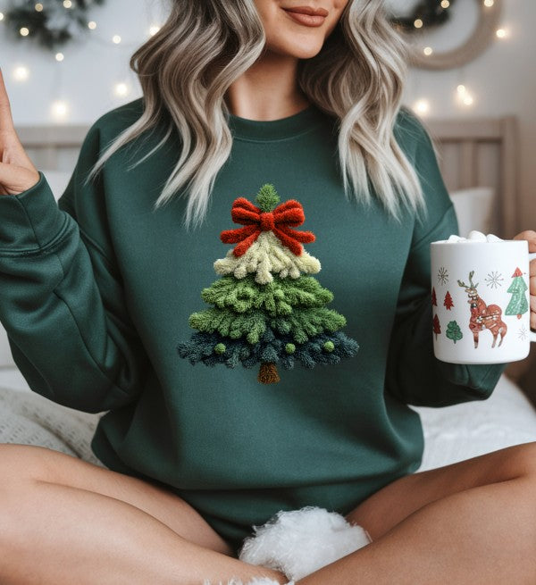 Explore More Collection - Latch Hook Christmas Tree Graphic Sweatshirt