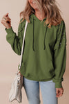 Explore More Collection - Rivet Drawstring Long Sleeve Hoodie