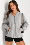 Explore More Collection - Pocketed Half Zip Long Sleeve Hoodie