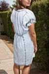 Explore More Collection - Full Size Notched Short Sleeve Denim Dress