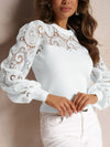 Explore More Collection - Lace Round Neck Long Sleeve T-Shirt