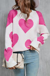 Explore More Collection - Angel Wings Contrast Heart Dropped Shoulder Long Sleeve Sweater