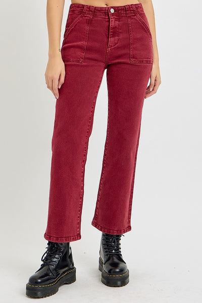 Explore More Collection - RISEN Full Size High Rise Straight Jeans with Patch Pockets