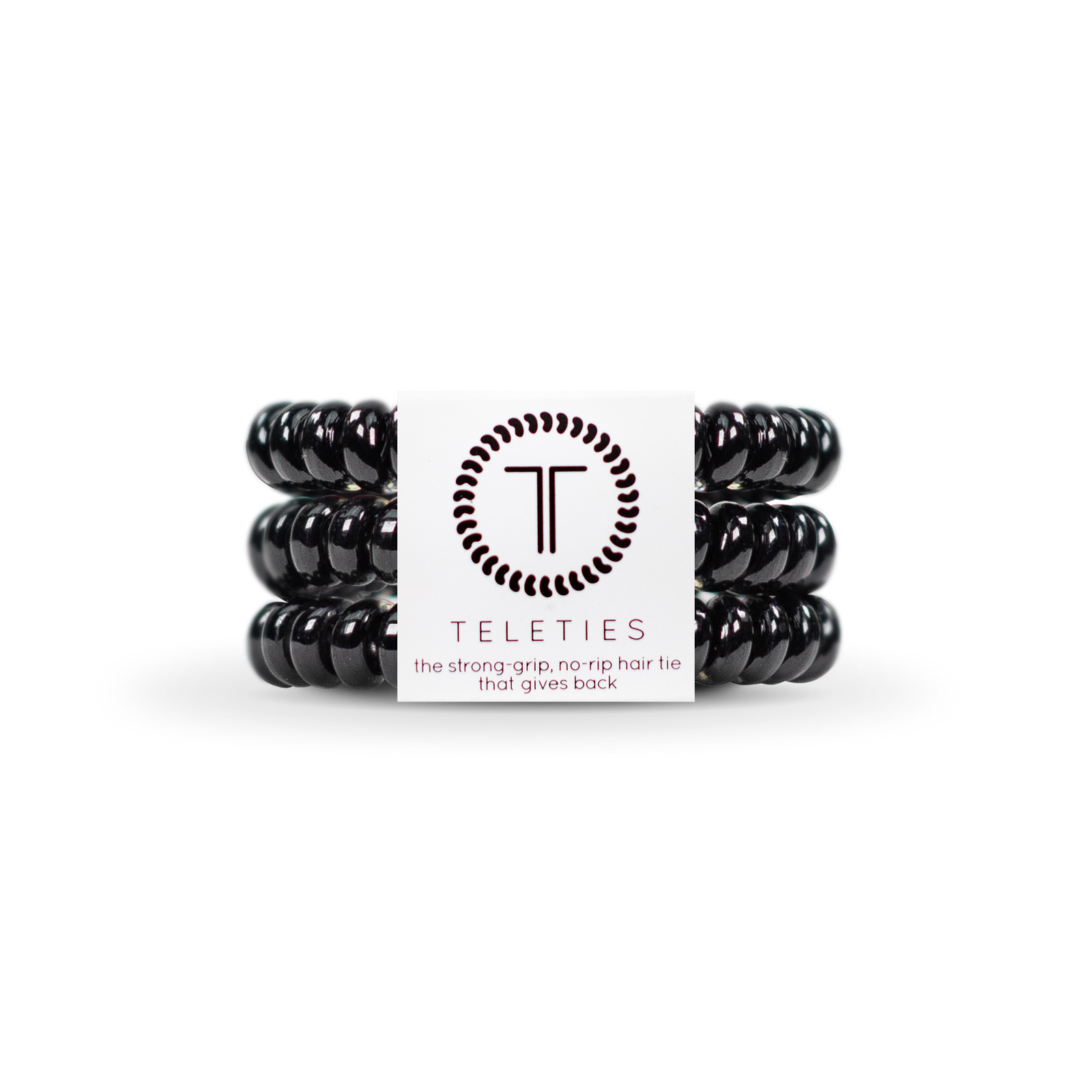 Jet Black - Small Spiral Hair Coils, Hair Ties, 3-pack - Teleties