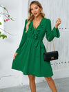 Explore More Collection - Ruffled V-Neck Flounce Sleeve Dress