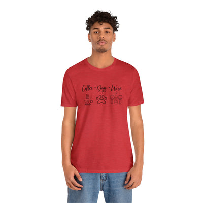 Explore More Collection - Coffee Dogs Wine Unisex Jersey Short Sleeve Tee