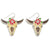 Earrings - Russ - A Stained Glass Cow Skull & Flower Earrings