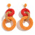 Earrings - Rusty - Alternating Seed Bead & Raffia Circle Drop Earrings