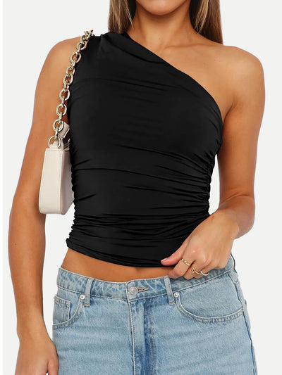 Explore More Collection - Ruched One Shoulder Tank