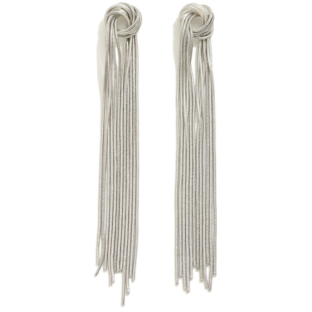 Tassel - A Pair of Knotted Chain Link Tassel Drop Earrings
