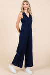 Explore More Collection - Mittoshop Sleeveless Wide Leg Denim Jumpsuit