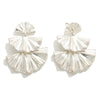 Rosa - A Pair of Link Metal Ruffle Fans Drop Earrings