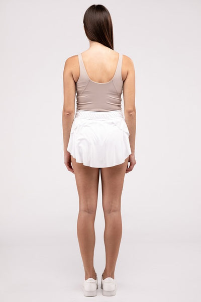 Explore More Collection - Ruffle Hem Tennis Skirt with Hidden Inner Pockets