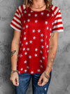 Explore More Collection - Full Size Star Striped Round Neck Short Sleeve T-Shirt