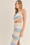 Explore More Collection - MABLE Striped Knit Cami and Midi Skirt Set