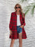 Explore More Collection - Ruffle Hem Plaid Button Down Long Sleeve Dress