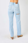 Explore More Collection - Judy Blue Full Size High Waist Distressed Straight Jeans